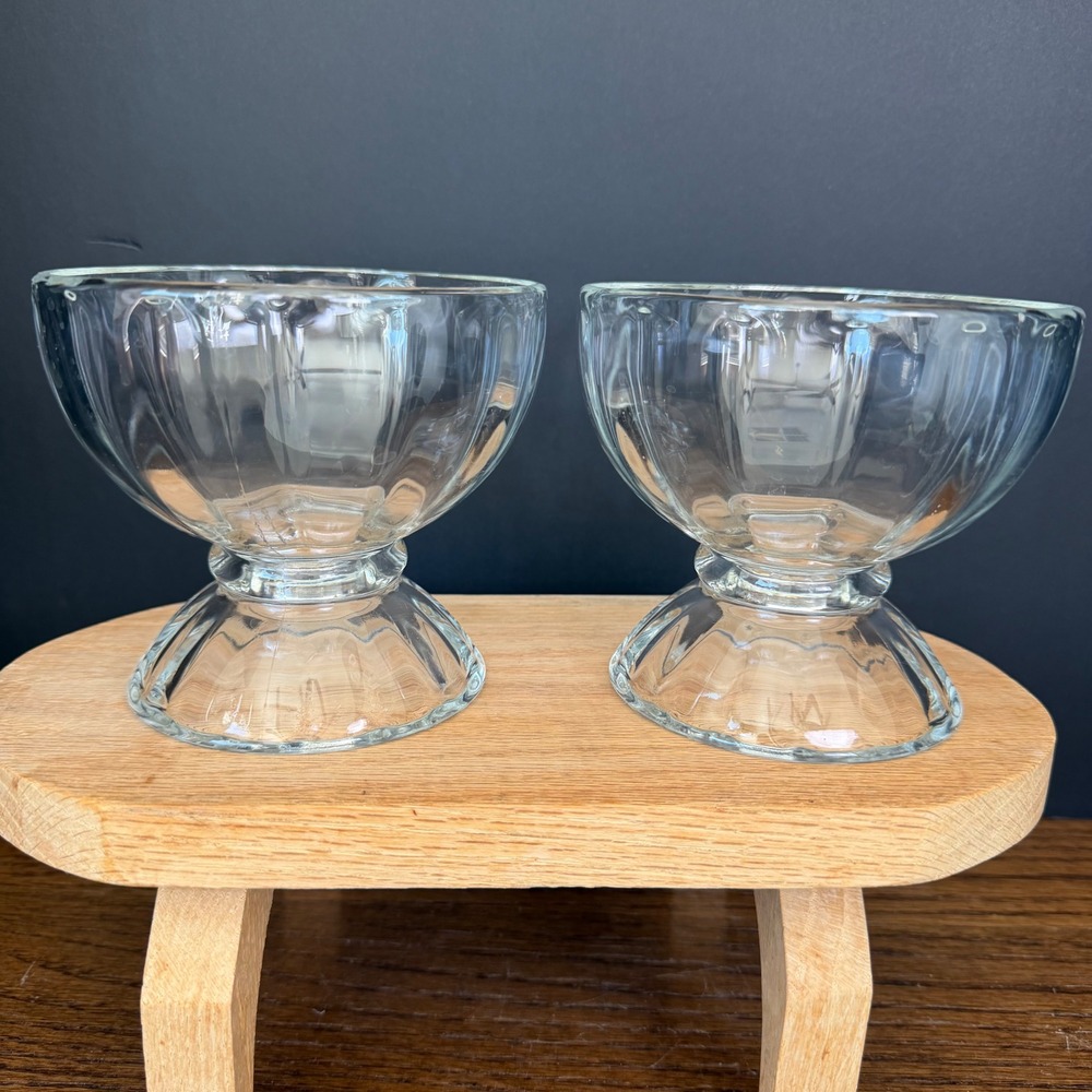 Libbey 5118 Supreme Glass Footed Bowls Set of 2 Vintage‎ Dessert Dish